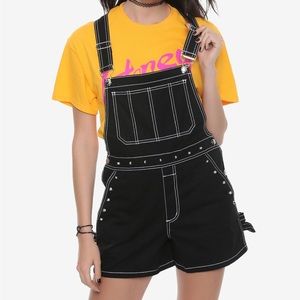 Tripp NYC black bullet studded romper shorts overalls size small never worn